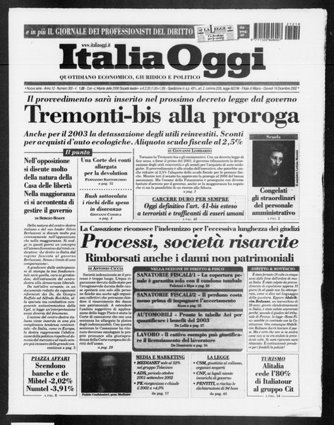 Italia oggi : quotidiano di economia finanza e politica